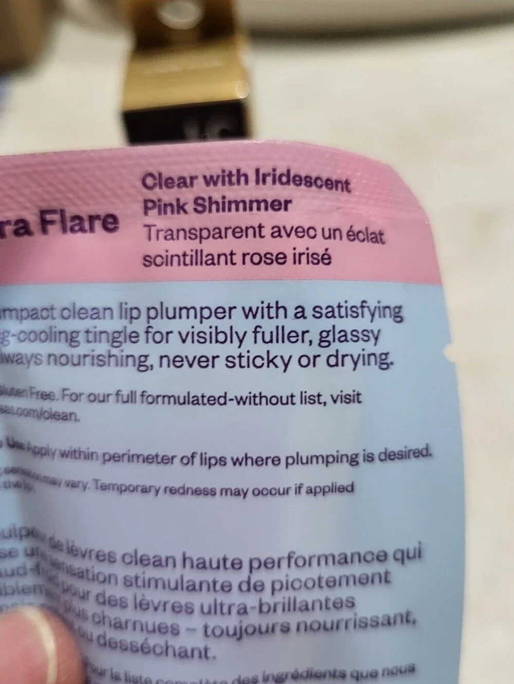 Kosas Lip Pulse Glassy Lip Plumper Gloss Aura Flare Clear Pink Shimmer